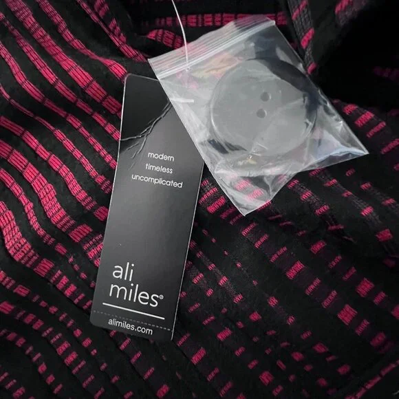 Ali Miles Womens Jacket Sz 3X Striped Art to Wear Wearable Art Red Black Stretch - Picture 9 of 12